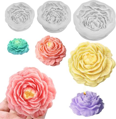 4 PCS Tulip Candle Molds with Leaf Mold, 3D Flower Silicone Molds for Candles Wax Soap Clay Plaster Epoxy Resin Home Decorations in Saudi Arabia