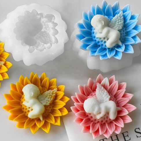 4 PCS Tulip Candle Molds with Leaf Mold, 3D Flower Silicone Molds for Candles Wax Soap Clay Plaster Epoxy Resin Home Decorations in Saudi Arabia