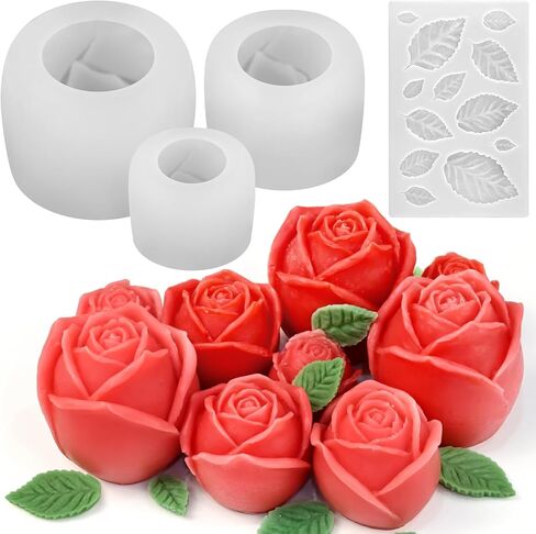 4 PCS Tulip Candle Molds with Leaf Mold, 3D Flower Silicone Molds for Candles Wax Soap Clay Plaster Epoxy Resin Home Decorations in Saudi Arabia