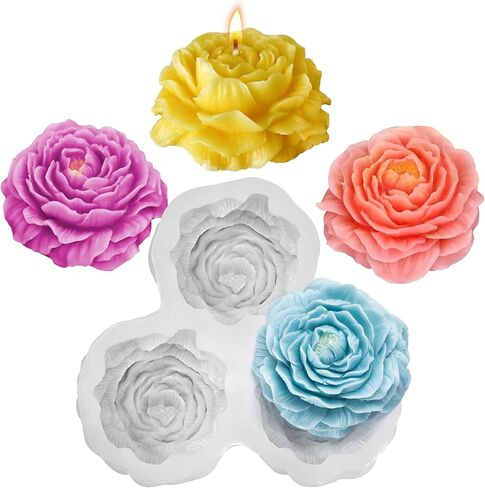 4 PCS Tulip Candle Molds with Leaf Mold, 3D Flower Silicone Molds for Candles Wax Soap Clay Plaster Epoxy Resin Home Decorations in Saudi Arabia