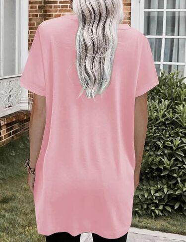 Poetsky 2026 Womens Henley Tunic Tops for Leggings Dressy Casual with Pockets Button Down Pleated Blouses Long Tee Shirts in Saudi Arabia