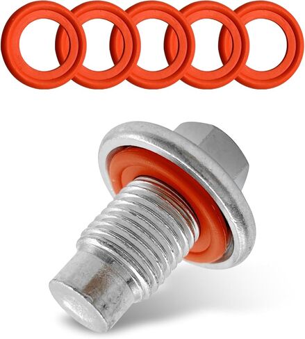M12*1.75 Oil Drain Plug with 5PCS Oil Drain Plug Gasket, Engine Oil Pan Drain Nut Bolt,OEM#EJ7Z-6730-A 10017615, Compatible with GMC Chevy Lincoln Honda Suzuki in Saudi Arabia