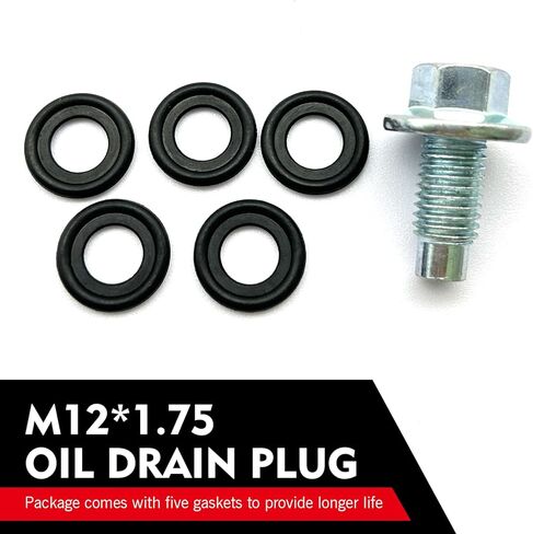 M12*1.75 Oil Drain Plug with 5PCS Oil Drain Plug Gasket, Engine Oil Pan Drain Nut Bolt,OEM#EJ7Z-6730-A 10017615, Compatible with GMC Chevy Lincoln Honda Suzuki in Saudi Arabia