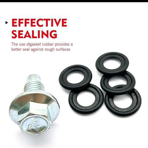 M12*1.75 Oil Drain Plug with 5PCS Oil Drain Plug Gasket, Engine Oil Pan Drain Nut Bolt,OEM#EJ7Z-6730-A 10017615, Compatible with GMC Chevy Lincoln Honda Suzuki in Saudi Arabia