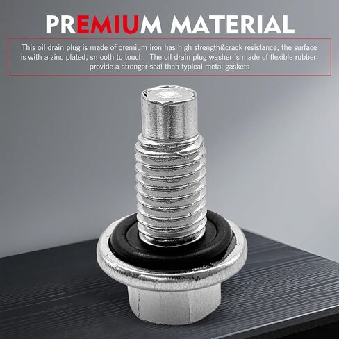 M12*1.75 Oil Drain Plug with 5PCS Oil Drain Plug Gasket, Engine Oil Pan Drain Nut Bolt,OEM#EJ7Z-6730-A 10017615, Compatible with GMC Chevy Lincoln Honda Suzuki in Saudi Arabia