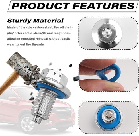 M12-1.75 سدادة تصريف الزيت المغناطيسي مع T45 Torx/15 مم رأس سداسي OEM 65372، سدادة تصريف وعاء زيت السيارة القوية مع سدادات تصريف الزيوت حشية متوافقة مع لينكولن فورد، سدادات زيوت السيارات الأساسية in Saudi Arabia