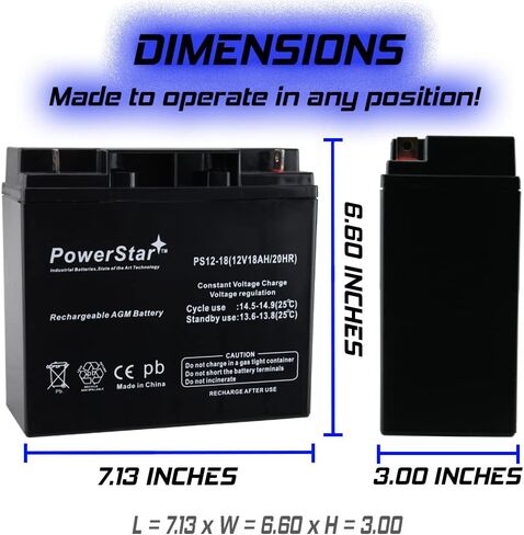 PowerStar 12V 18Ah CB19-12 بطارية الرصاص الحمضية المختومة AGM القابلة لإعادة الشحن ذات الدورة العميقة in Saudi Arabia