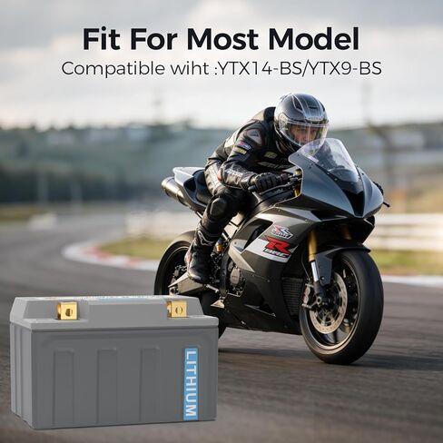 VISION بطارية ليثيوم للدراجات النارية YTX14-BS/YTX9-BS، 500CCA 12.8V 9AH، بطارية LiFePO4 Powersports، متوافقة مع دراجة نارية ATV UTV Jet Ski Snowmobile لركوب العشب جزازة العشب in Saudi Arabia