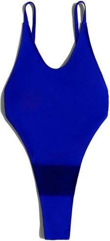 Womens Backless Spaghetti Strap High Cut Monokini Swimsuit - Sexy One-Piece Bathing Suit for Summer Beach Vacation in Saudi Arabia