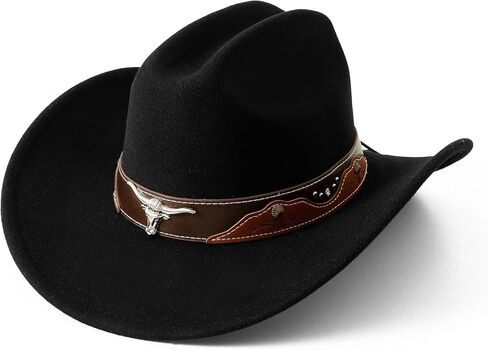 Lanzom Cowboy Hat for Women with Wide Brim Felt Western Cowgirl Hats for Cowboys and Cowgirls in Saudi Arabia