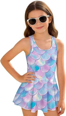Girl Summer One Piece Swimsuits Swim Dress Lightweight Beach Party Bathing Suit with Skirt Quick Dry Swimwear in Saudi Arabia