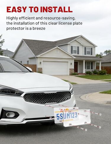 RED WOLF License Plate Protector 2 Pack, Clear License Plate Frame Unbreakable Plate Shields, Universal for SUV Sedan Truck Trailer Transparent Car Tag Protector w/Mounting Screw Caps in Saudi Arabia