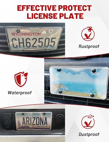 RED WOLF License Plate Protector 2 Pack, Clear License Plate Frame Unbreakable Plate Shields, Universal for SUV Sedan Truck Trailer Transparent Car Tag Protector w/Mounting Screw Caps in Saudi Arabia