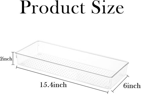 6 Pack Clear Drawer Organizer Trays Plastic Drawer Organizers Set 15 x 6 x 2 Inch Desk Drawer Divider Storage Bins Stackable Drawer Organizer Trays for Dresser Makeup Kitchen Office in Kuwait
