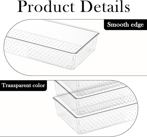 6 Pack Clear Drawer Organizer Trays Plastic Drawer Organizers Set 15 x 6 x 2 Inch Desk Drawer Divider Storage Bins Stackable Drawer Organizer Trays for Dresser Makeup Kitchen Office in Kuwait