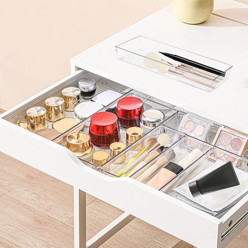 6 Pack Clear Drawer Organizer Trays Plastic Drawer Organizers Set 15 x 6 x 2 Inch Desk Drawer Divider Storage Bins Stackable Drawer Organizer Trays for Dresser Makeup Kitchen Office in Kuwait