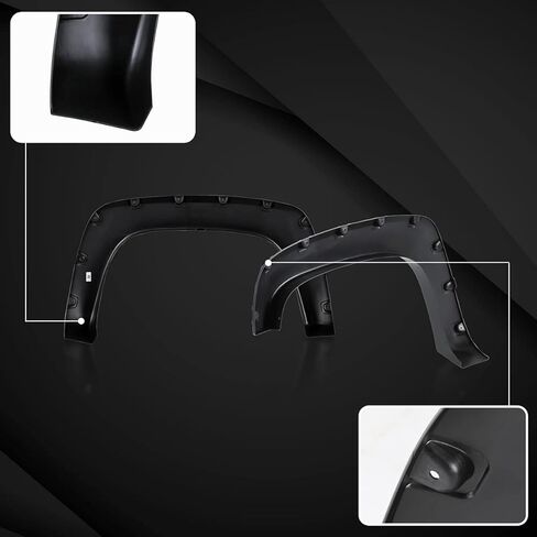 Autozensation Compatible with 1988-1998 Chevy GMC C/K 1500, 4PC Front + Rear Black Pocket Rivet Style Fender Flares Wheel Cover in Saudi Arabia