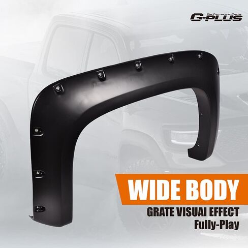 G-PLUS Fender Flares يناسب 07-13 Chevy Silverado 1500 2500HD/3500HD (سرير Fleetside 78 بوصة/98 بوصة/غير متوافق مع GMC Sierra) غطاء عجلة على شكل برشام إطار بيك اب واقي قابل للطلاء 4 قطع in Saudi Arabia