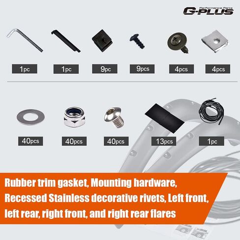 G-PLUS Fender Flares يناسب 07-13 Chevy Silverado 1500 2500HD/3500HD (سرير Fleetside 78 بوصة/98 بوصة/غير متوافق مع GMC Sierra) غطاء عجلة على شكل برشام إطار بيك اب واقي قابل للطلاء 4 قطع in Saudi Arabia