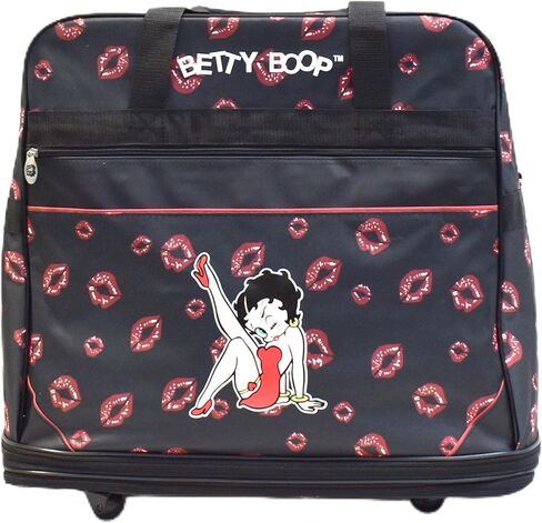 Betty Boop Rolling Duffel Bag with Wheels, Extra Large Collapsible Travel Tote, Expandable to 36-Inch, Foldable Storage Bag with Zippered Pockets, Kiss Print Design in Kuwait