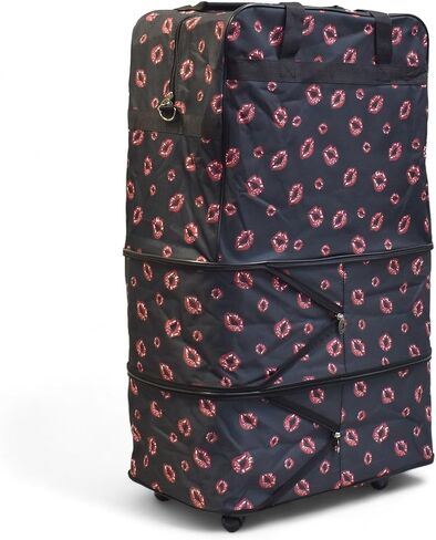 Betty Boop Rolling Duffel Bag with Wheels, Extra Large Collapsible Travel Tote, Expandable to 36-Inch, Foldable Storage Bag with Zippered Pockets, Kiss Print Design in Kuwait