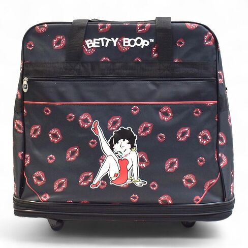 Betty Boop Rolling Duffel Bag with Wheels, Extra Large Collapsible Travel Tote, Expandable to 36-Inch, Foldable Storage Bag with Zippered Pockets, Kiss Print Design in Kuwait