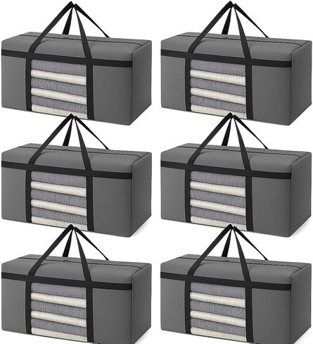 CIVJET 6 عبوات كبيرة جدًا من الحقائب المتحركة سعة 90 لترًا مع نافذة شفافة، وحقائب تخزين شديدة التحمل مع سحابات ومقابض، وحقائب تعبئة جامعية للملابس والصناديق ومستلزمات التخييم والحركة، باللون الوردي in Kuwait