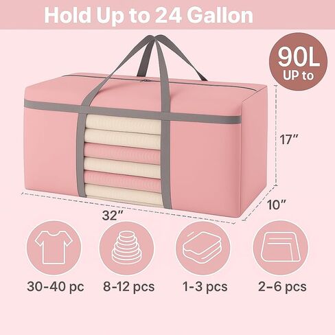 CIVJET 6 Pack Extra Large Moving Bags 90L with Clear Window, Heavy Duty Storage Totes with Zippers & Handles, College Packing Bags for Clothes, Boxes, Camping & Moving Supplies, Pink in Saudi Arabia