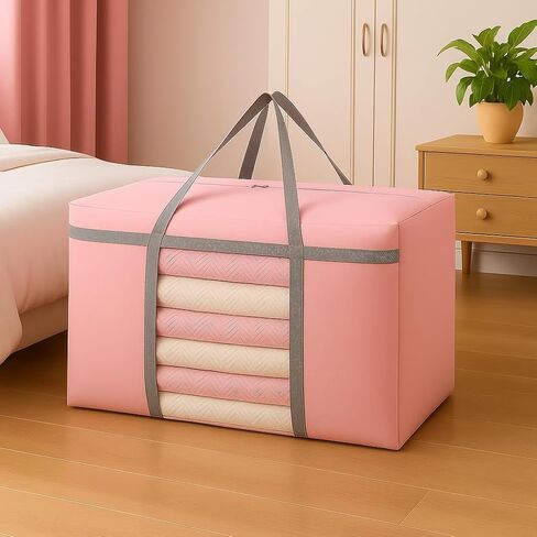 CIVJET 6 Pack Extra Large Moving Bags 90L with Clear Window, Heavy Duty Storage Totes with Zippers & Handles, College Packing Bags for Clothes, Boxes, Camping & Moving Supplies, Pink in Saudi Arabia