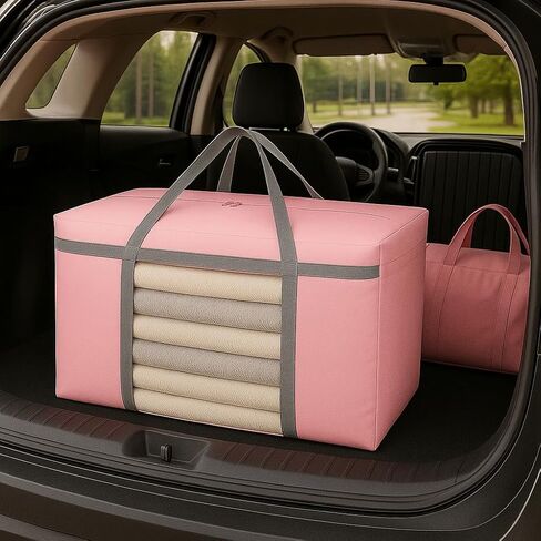 CIVJET 6 Pack Extra Large Moving Bags 90L with Clear Window, Heavy Duty Storage Totes with Zippers & Handles, College Packing Bags for Clothes, Boxes, Camping & Moving Supplies, Pink in Saudi Arabia