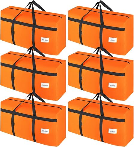 CIVJET 6 Pack Extra Large Moving Bags 90L with Clear Window, Heavy Duty Storage Totes with Zippers & Handles, College Packing Bags for Clothes, Boxes, Camping & Moving Supplies, Pink in Saudi Arabia