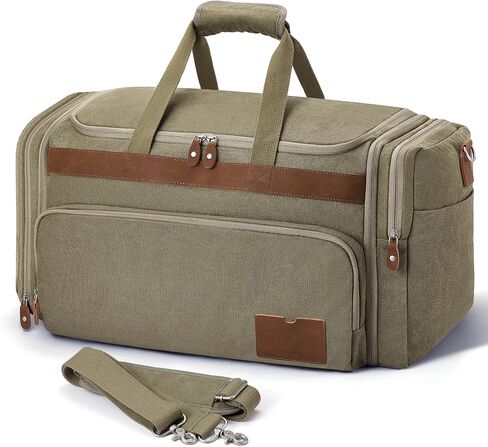 SHOWKOO Duffle Bag for Travel 60L Expandable Canvas Travel Bag Durable Vintage Weekender Overnight Carry On Bag for Men(Coffee) in Saudi Arabia