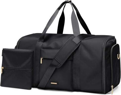 Convertible 2-in-1 Garment Bags for Travel,Women Men Carry On Garment Duffle Bag With Shoe Compartment,Hanging Suit bag,48L,Black in Saudi Arabia