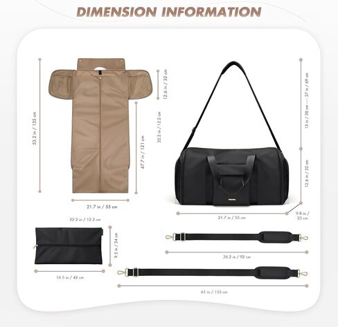 Convertible 2-in-1 Garment Bags for Travel,Women Men Carry On Garment Duffle Bag With Shoe Compartment,Hanging Suit bag,48L,Black in Saudi Arabia