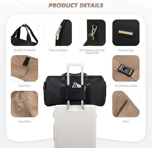 Convertible 2-in-1 Garment Bags for Travel,Women Men Carry On Garment Duffle Bag With Shoe Compartment,Hanging Suit bag,48L,Black in Saudi Arabia