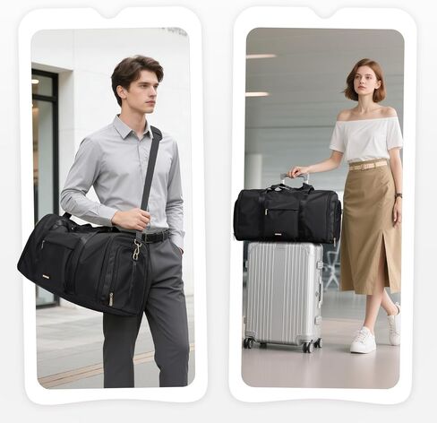 Convertible 2-in-1 Garment Bags for Travel,Women Men Carry On Garment Duffle Bag With Shoe Compartment,Hanging Suit bag,48L,Black in Saudi Arabia