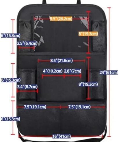 عبوتان من منظم المقعد الخلفي للسيارة، واقي المقعد الخلفي مع حامل كمبيوتر لوحي بشاشة تعمل باللمس، وإكسسوارات السفر مع 9 جيوب تخزين مقاومة للماء in Kuwait