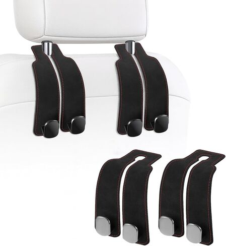 Headrest Hooks for Car, Purse Hook for Car, Premium Leather Twin Hook Car Seat Hooks, Double Hook Seat Back Storage Organizer for Purses, Bags, SUV, Truck, Vehicle, 2 Pack, Black in Saudi Arabia