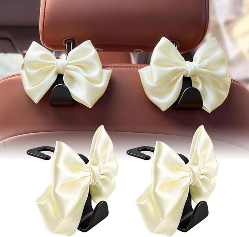 خطافات سيارة على شكل فيونكة للمحافظ والحقائب، عبوتان من خطافات محفظة السيارة اللطيفة، حامل حقيبة خطاف لمسند رأس مقعد السيارة العالمي، ملحقات السيارة على شكل فيونكة، ملحقات الديكور الداخلي لحقيبة السيارة (أسود) in Kuwait