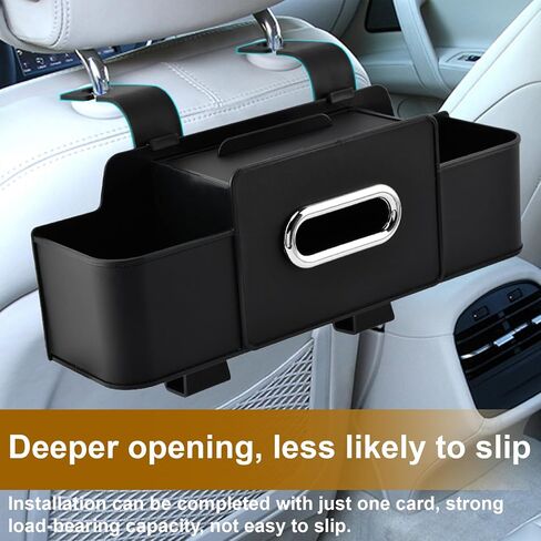 Back Seat Car Organizer, Multifunctional Car Seat Back Storage Box with Hook Tissue Box Cup Holder can Hold Phone Drinks Handbag fits Most Vehicles(COLOR:Black) in Kuwait