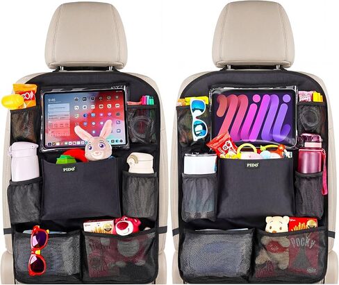 منظم المقعد الخلفي للسيارة من بيدو للأطفال، منظم ظهر المقعد مع حامل كمبيوتر لوحي بشاشة تعمل باللمس و8 جيوب، واقي ظهر المقعد، ملحقات سفر السيارة، عبوتان in Kuwait