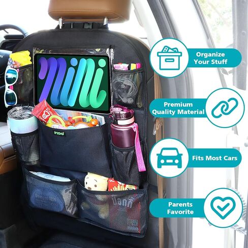 منظم المقعد الخلفي للسيارة من بيدو للأطفال، منظم ظهر المقعد مع حامل كمبيوتر لوحي بشاشة تعمل باللمس و8 جيوب، واقي ظهر المقعد، ملحقات سفر السيارة، عبوتان in Kuwait