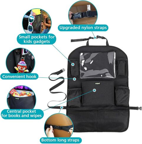 منظم المقعد الخلفي للسيارة من بيدو للأطفال، منظم ظهر المقعد مع حامل كمبيوتر لوحي بشاشة تعمل باللمس و8 جيوب، واقي ظهر المقعد، ملحقات سفر السيارة، عبوتان in Kuwait