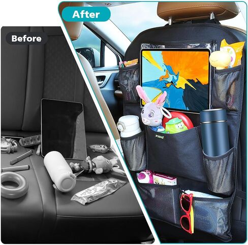 منظم المقعد الخلفي للسيارة من بيدو للأطفال، منظم ظهر المقعد مع حامل كمبيوتر لوحي بشاشة تعمل باللمس و8 جيوب، واقي ظهر المقعد، ملحقات سفر السيارة، عبوتان in Kuwait