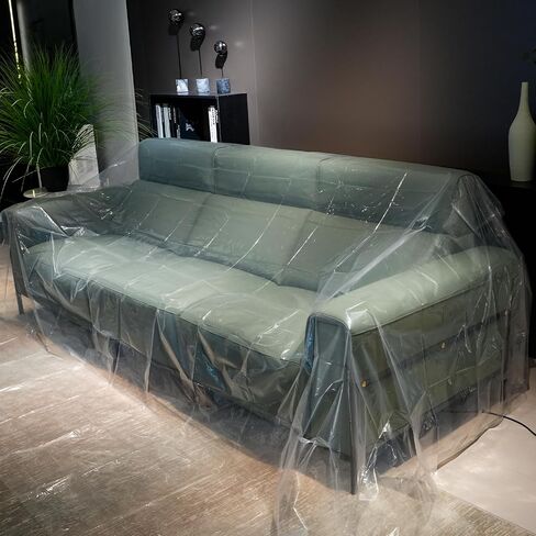 Heavy Duty Plastic Covers for Furniture, Waterproof Couch & Bed Sofa Cover Protector, Loveseat Storage Cover, Extra Large Plastic Sheet 106" x 146" (1) in Kuwait