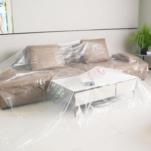 Heavy Duty Plastic Covers for Furniture, Waterproof Couch & Bed Sofa Cover Protector, Loveseat Storage Cover, Extra Large Plastic Sheet 106" x 146" (1) in Kuwait