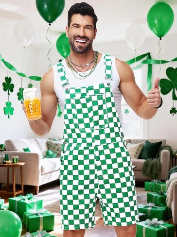 Mens Checkered Bibs Overalls Cotton Denim Jeans Jumpsuits in Saudi Arabia