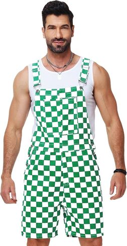 Mens Checkered Bibs Overalls Cotton Denim Jeans Jumpsuits in Saudi Arabia