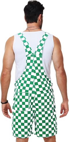 Mens Checkered Bibs Overalls Cotton Denim Jeans Jumpsuits in Saudi Arabia