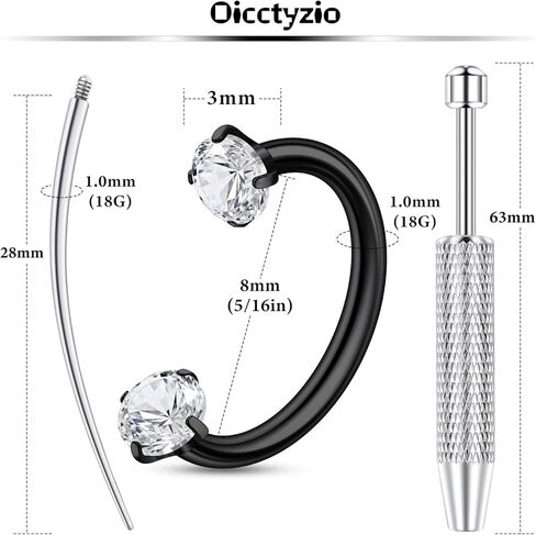 F136 التيتانيوم 18/16/14 جرام حدوة الحصان الحاجز الأنف خواتم Daith أقراط ثقب المجوهرات هيبوالرجينيك متعدد الألوان للنساء الرجال in Kuwait
